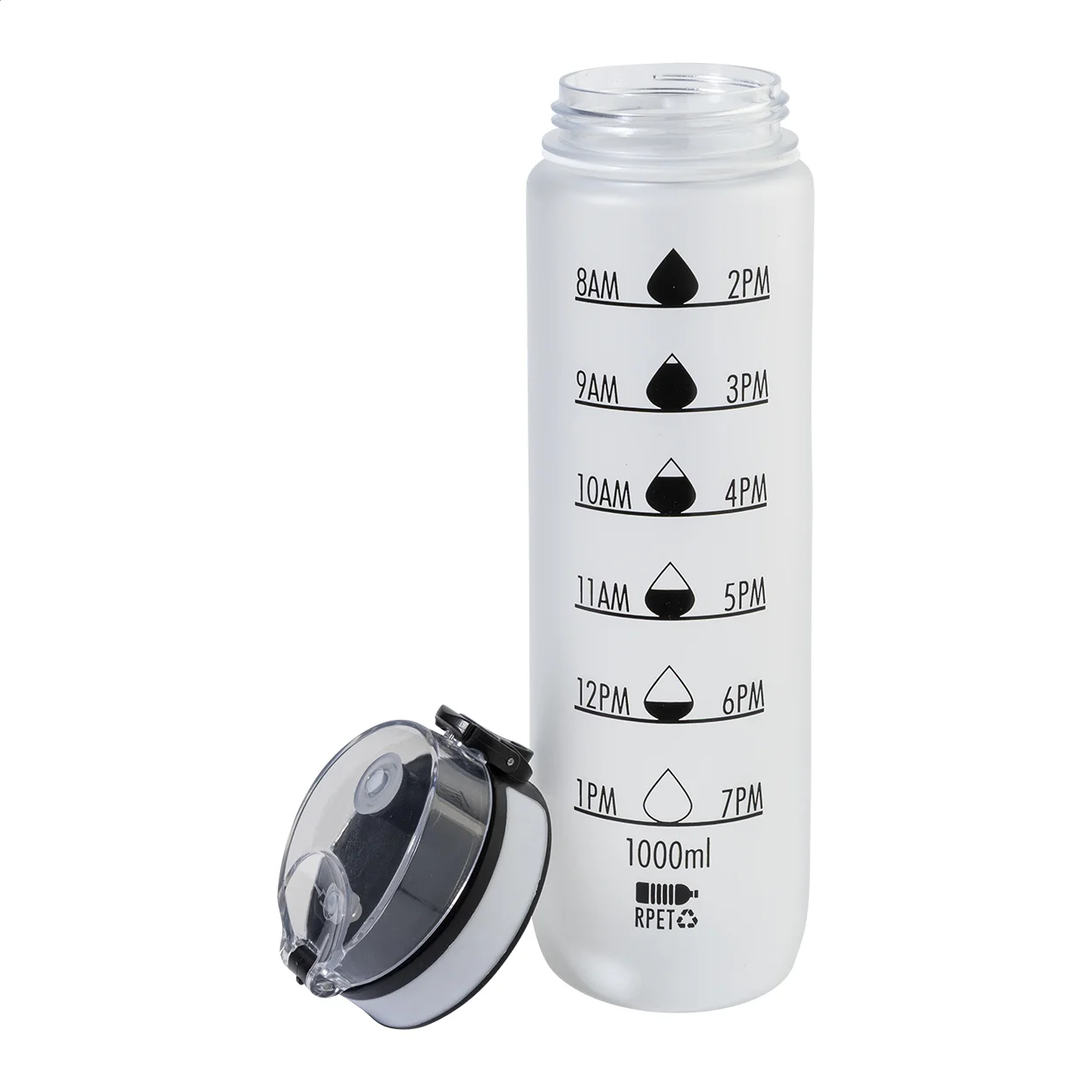 RPET Flasche mit Motivationsanzeige Sipcount, mattweiß – Bild 4