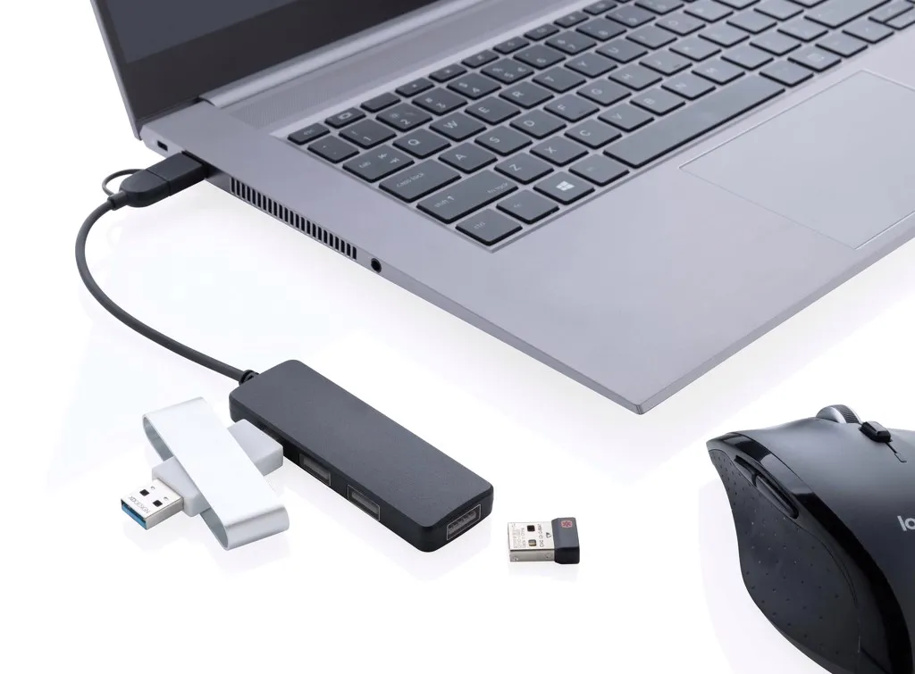 RCS recycelter USB-Hub mit Dual-Input, schwarz – Bild 2