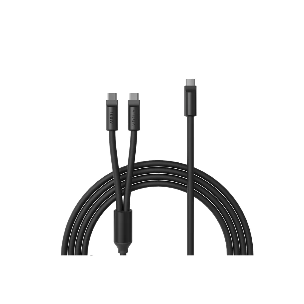 VINGA Baltimore Silikon-Multiladekabel, Type-C to 2x Type-C