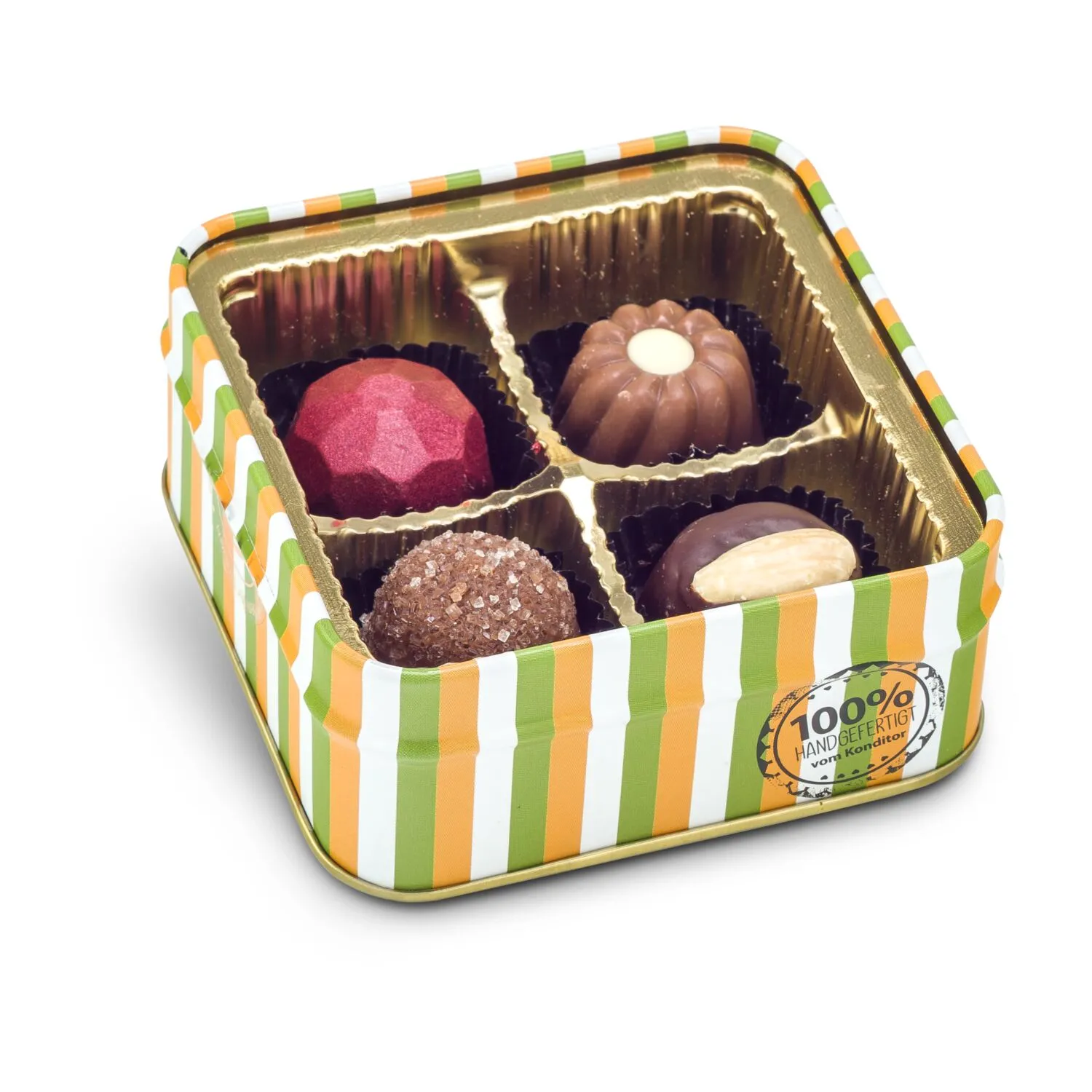 Geschenkartikel / Präsentartikel: Frohe Ostern - Pralinendose mit 50 g, grün – Bild 4