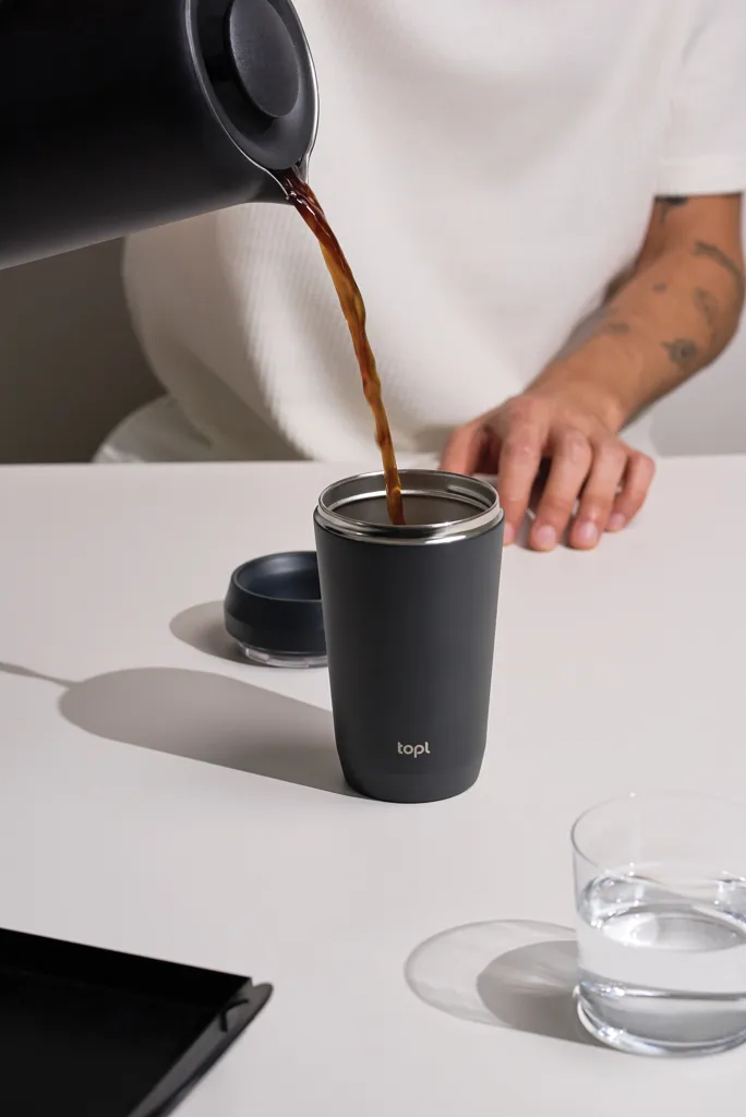 Topl-Trinkbecher aus rec. Stahl mit 360-Grad-Deckel 354ml, grau – Bild 6