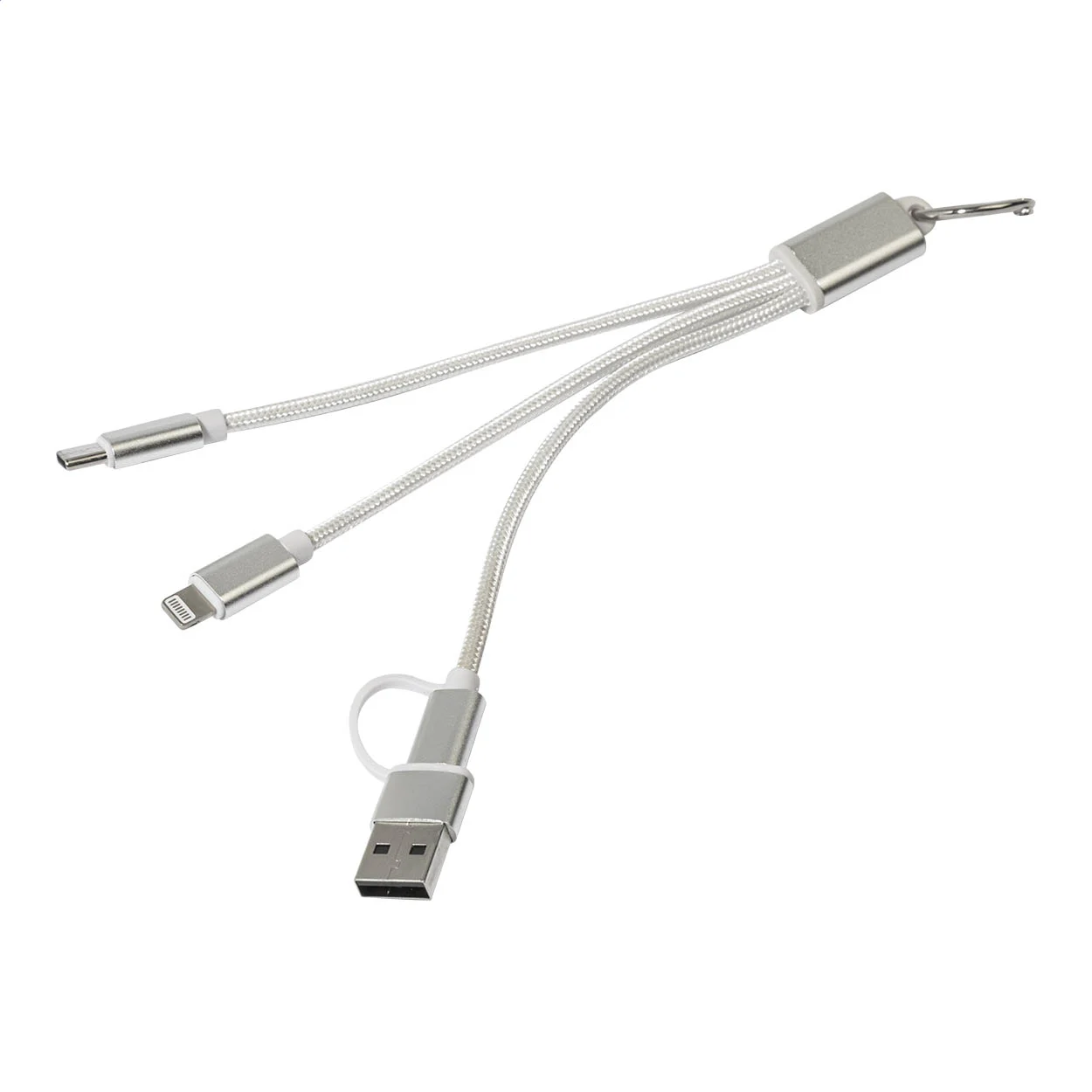 USB-Ladekabel Rafob mit Schlüsselanhänger, silber – Bild 2