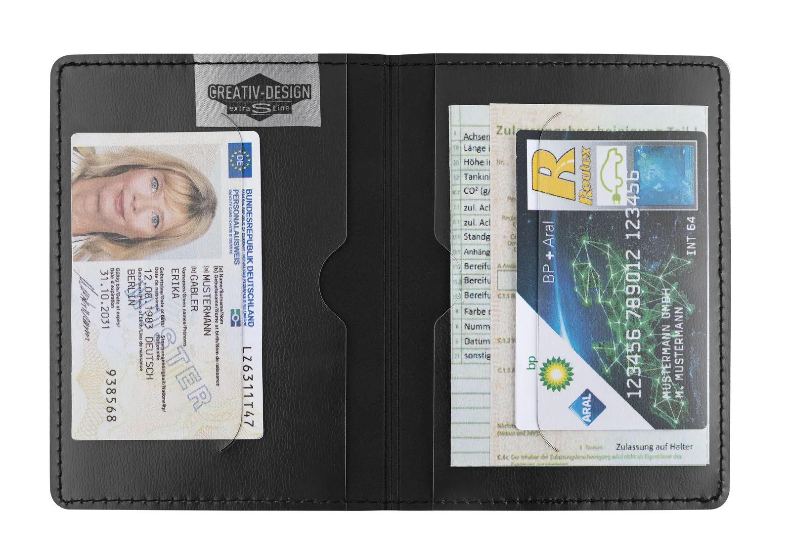 Kunstleder Führerscheintasche "EcoCraft Basic", schwarz – Bild 2
