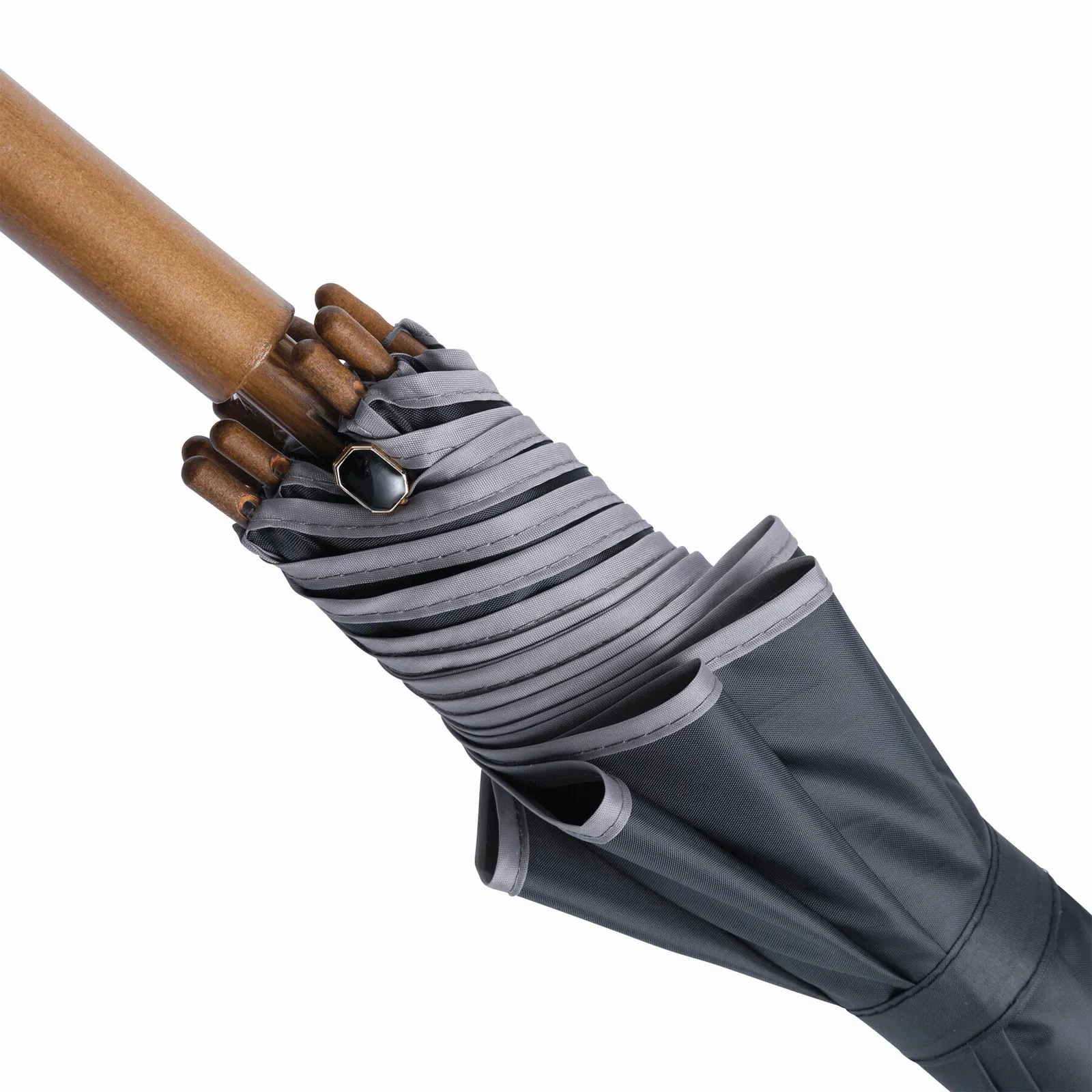 WALTZ Umbrella, Automatik-Holzstockschirm, grau, schwarz – Bild 7