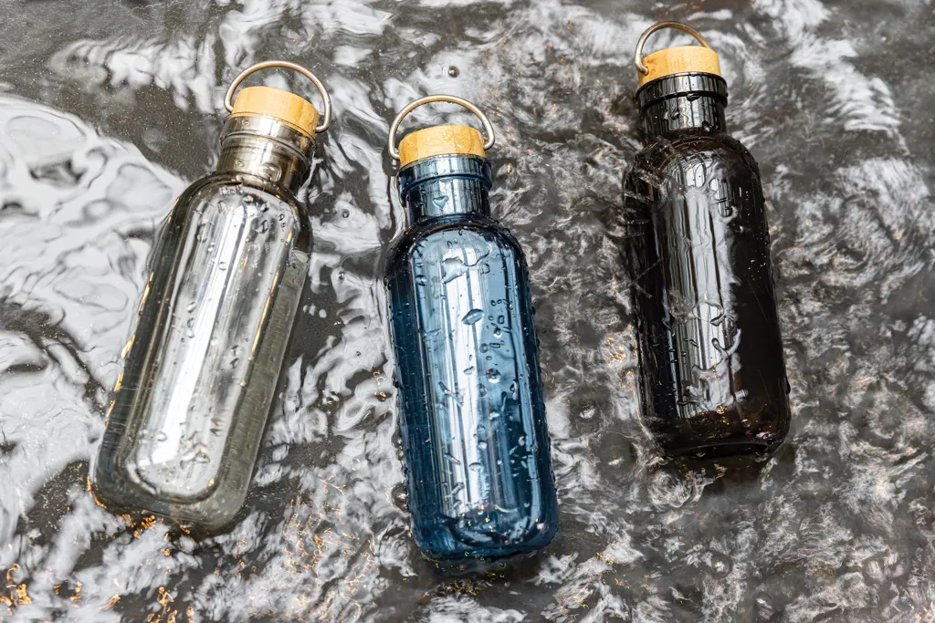 RCS rPET Flasche with Bambusdeckel und Griff, transparent – Bild 7