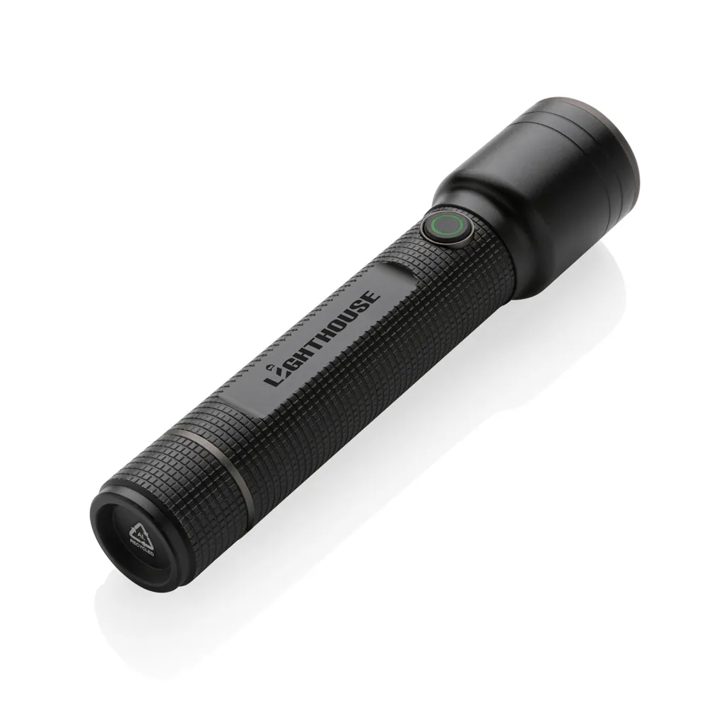 Große Gear X Taschenlampe aus RCS recycelt. Alu mit USB-Akku, schwarz – Bild 4