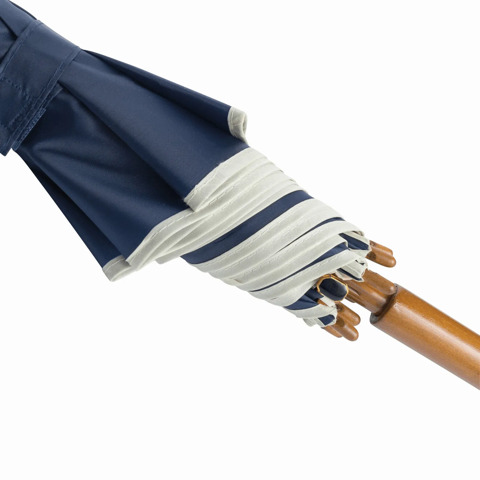 WALTZ Umbrella, Automatik-Holzstockschirm, beige, marineblau – Bild 7