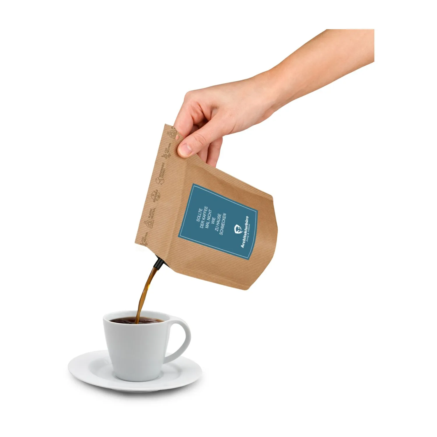 Werbe-Kaffee Honduras, wiederverwendbarer Brühbeutel, silber – Bild 8