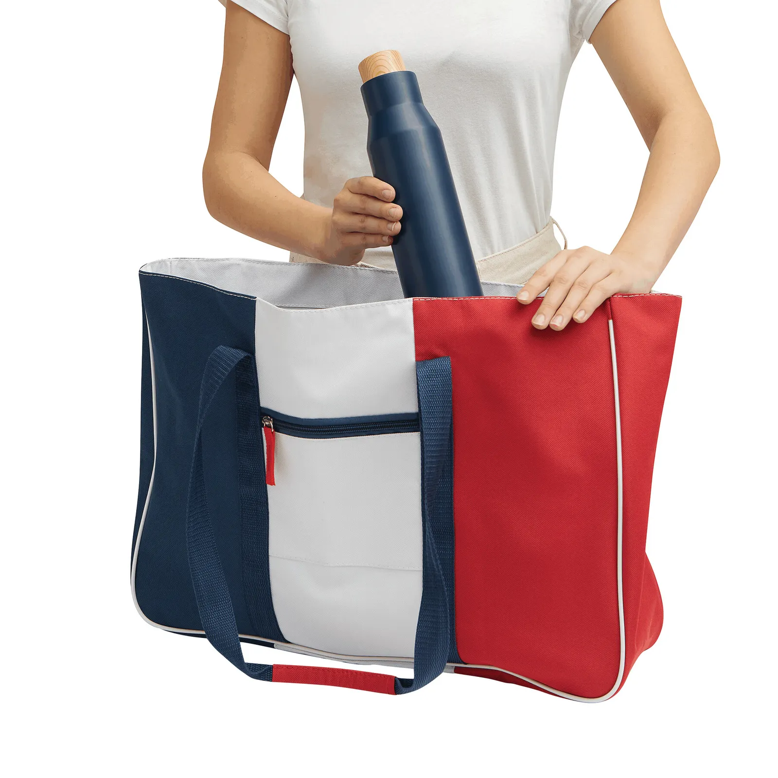 MARINA SAND - Strandtasche blau, rot, weiß, blau, rot – Bild 5