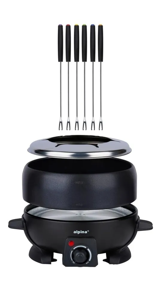 ALPINA Elektrisches Fondue-Set 800W 2.3L Schwarz, Schwarz – Bild 3