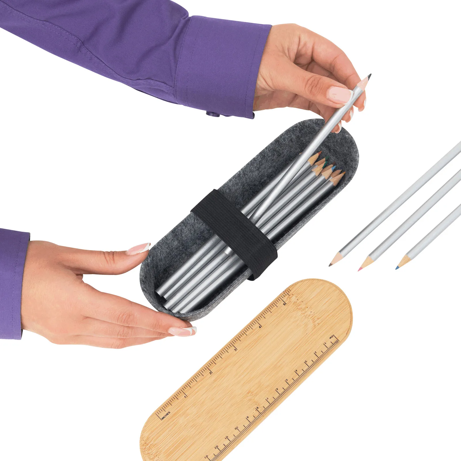 PEN STORE - Stifteetui braun, grau, braun, grau – Bild 5