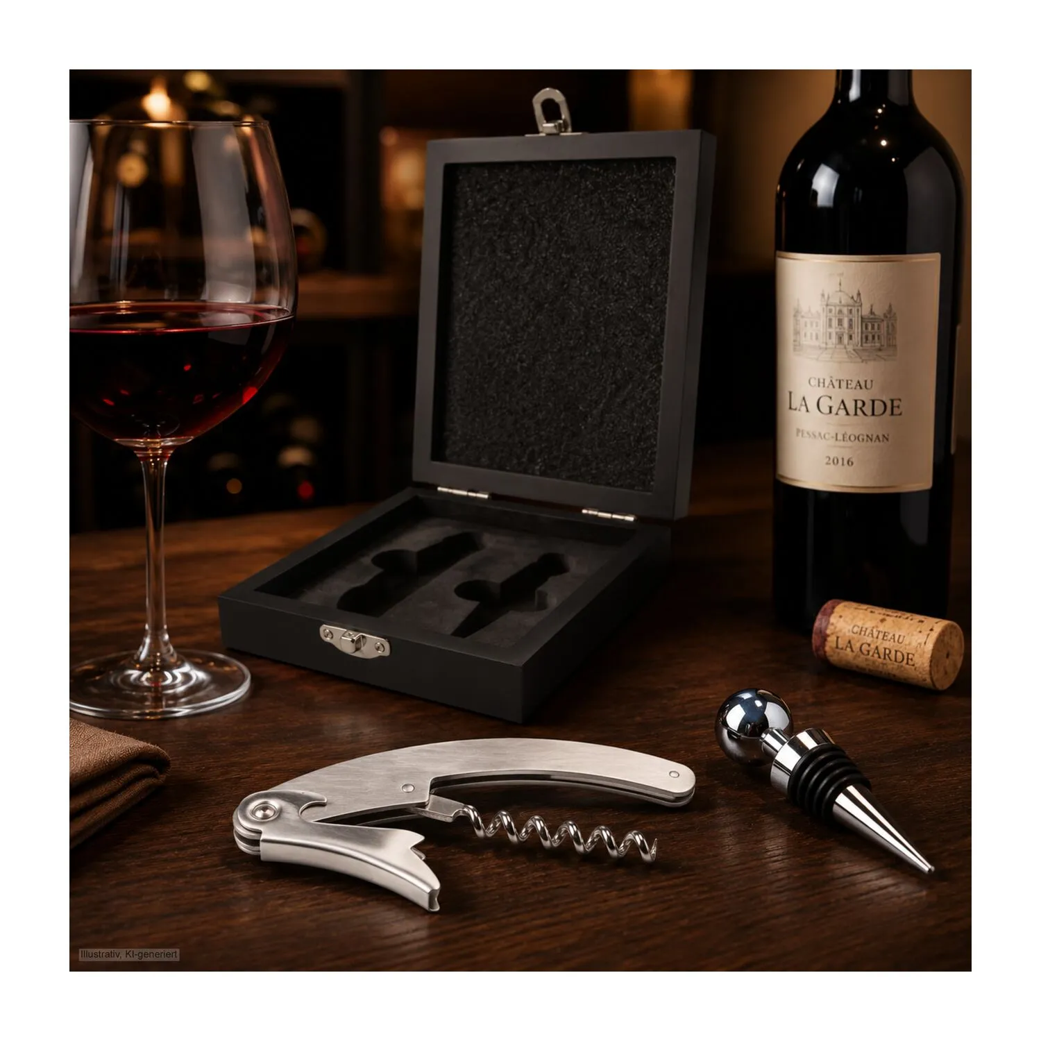 Geschenkset / Präsenteset: Wein & Snack, schwarz – Bild 7