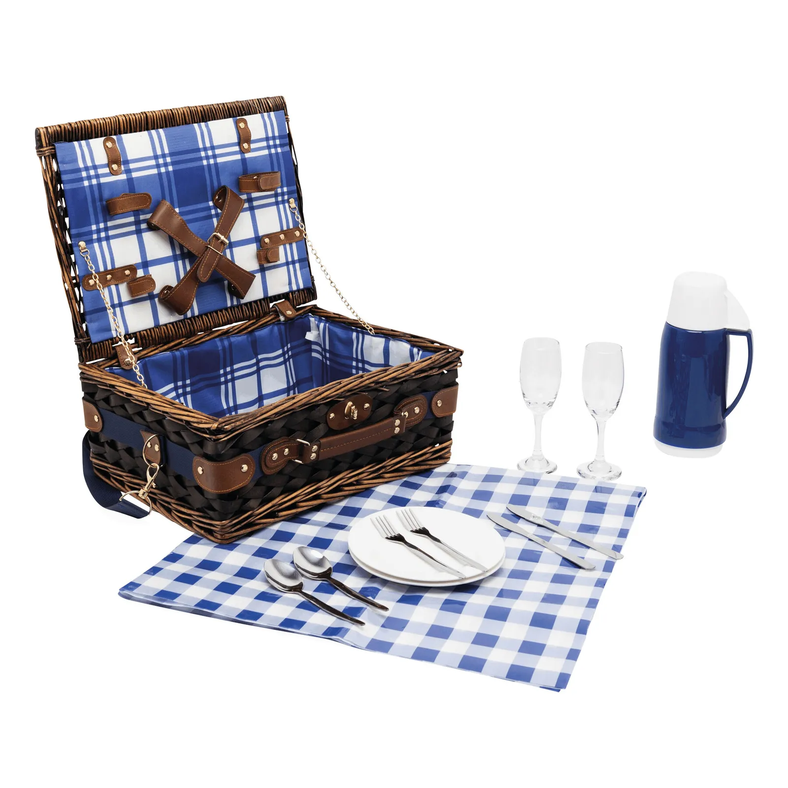 CENTRAL PARK - Picknickkorb blau, weiß, blau, weiß – Bild 5