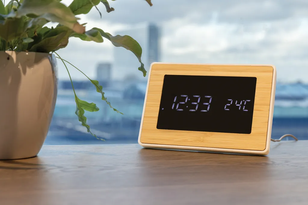 Utah LED-Uhr aus RCS rKunststoff & Bambus, braun – Bild 5