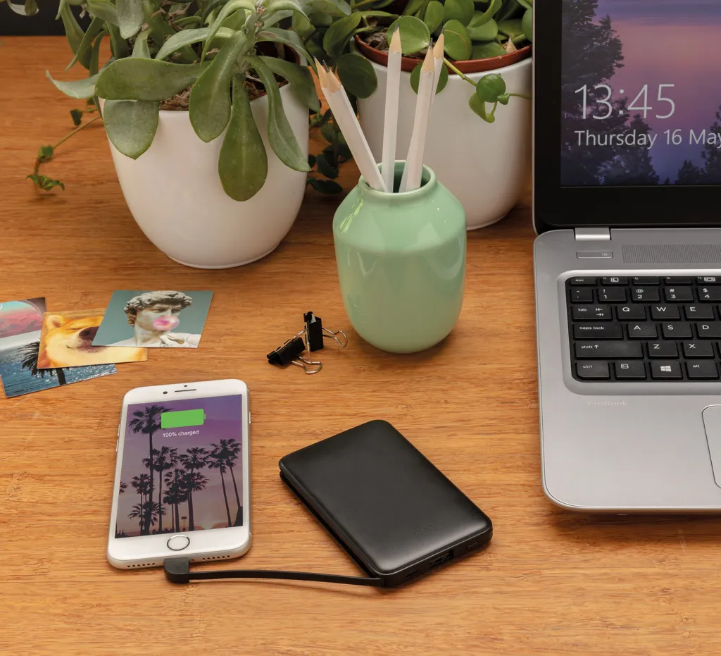 5.000 mAh Powerbank mit integriertem Kabel, schwarz – Bild 6
