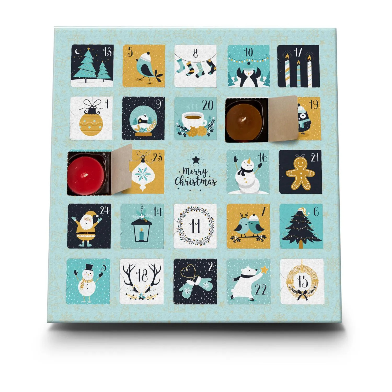 Geschenkartikel / Präsentartikel : Duftkerzen Adventskalender Charming Christmas, blau – Bild 2
