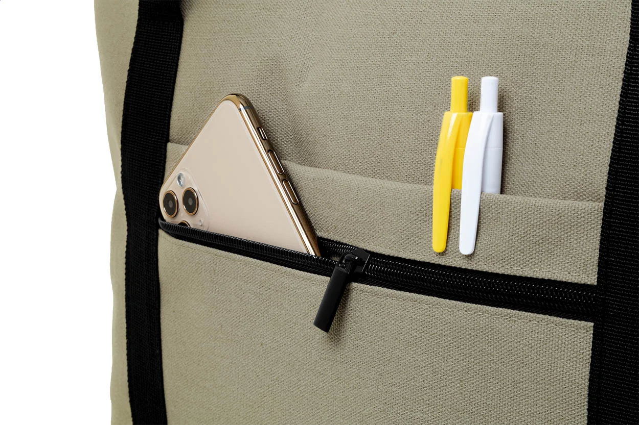 Recycelten Canvas Reisetasche Rebyss Travel, beige – Bild 8