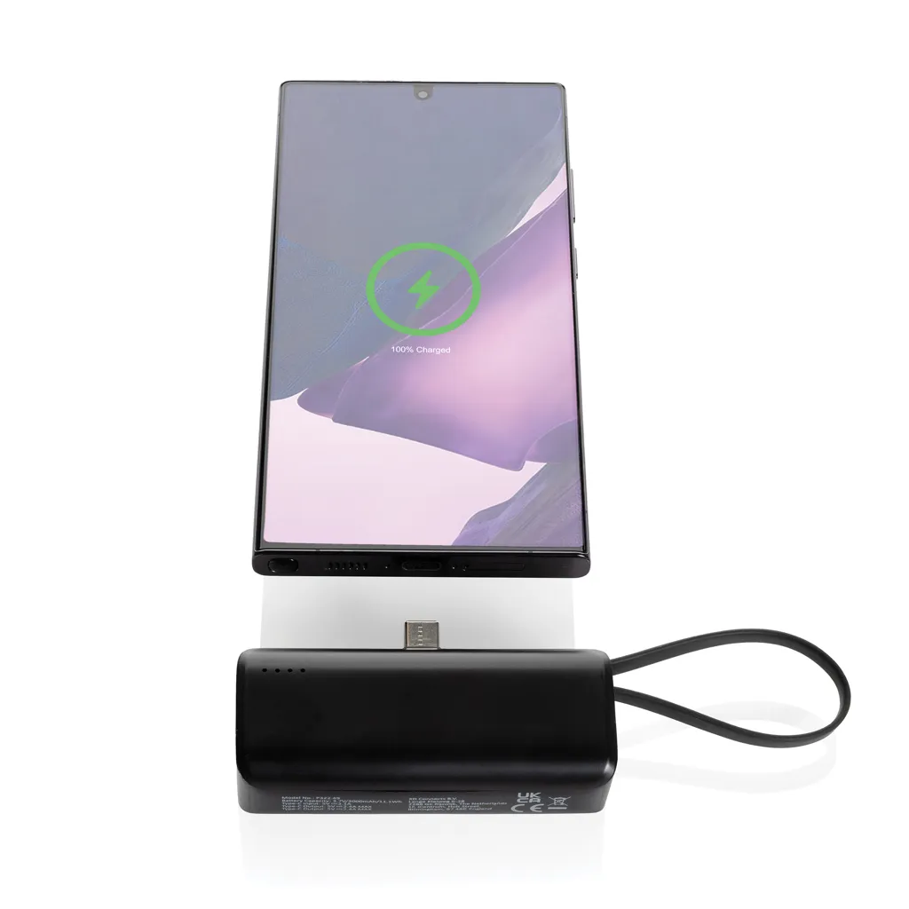 Powerlink 3000mah Powerbank aus RCS rPlastic mit USB-C Kabel, schwarz – Bild 2