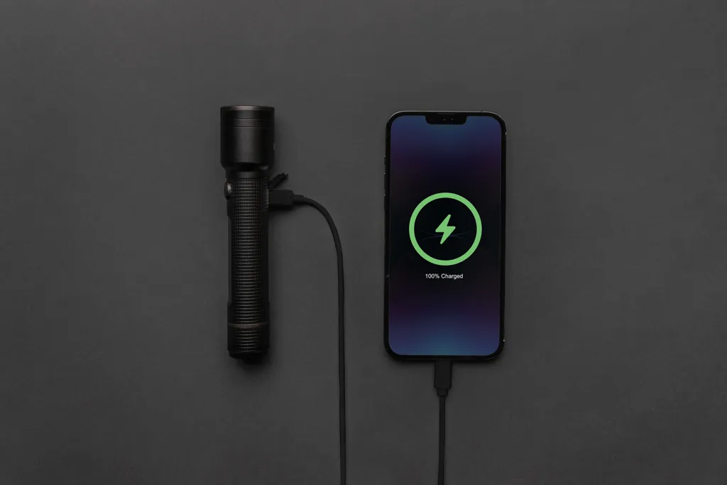 Große Gear X Taschenlampe aus RCS recycelt. Alu mit USB-Akku, schwarz – Bild 5