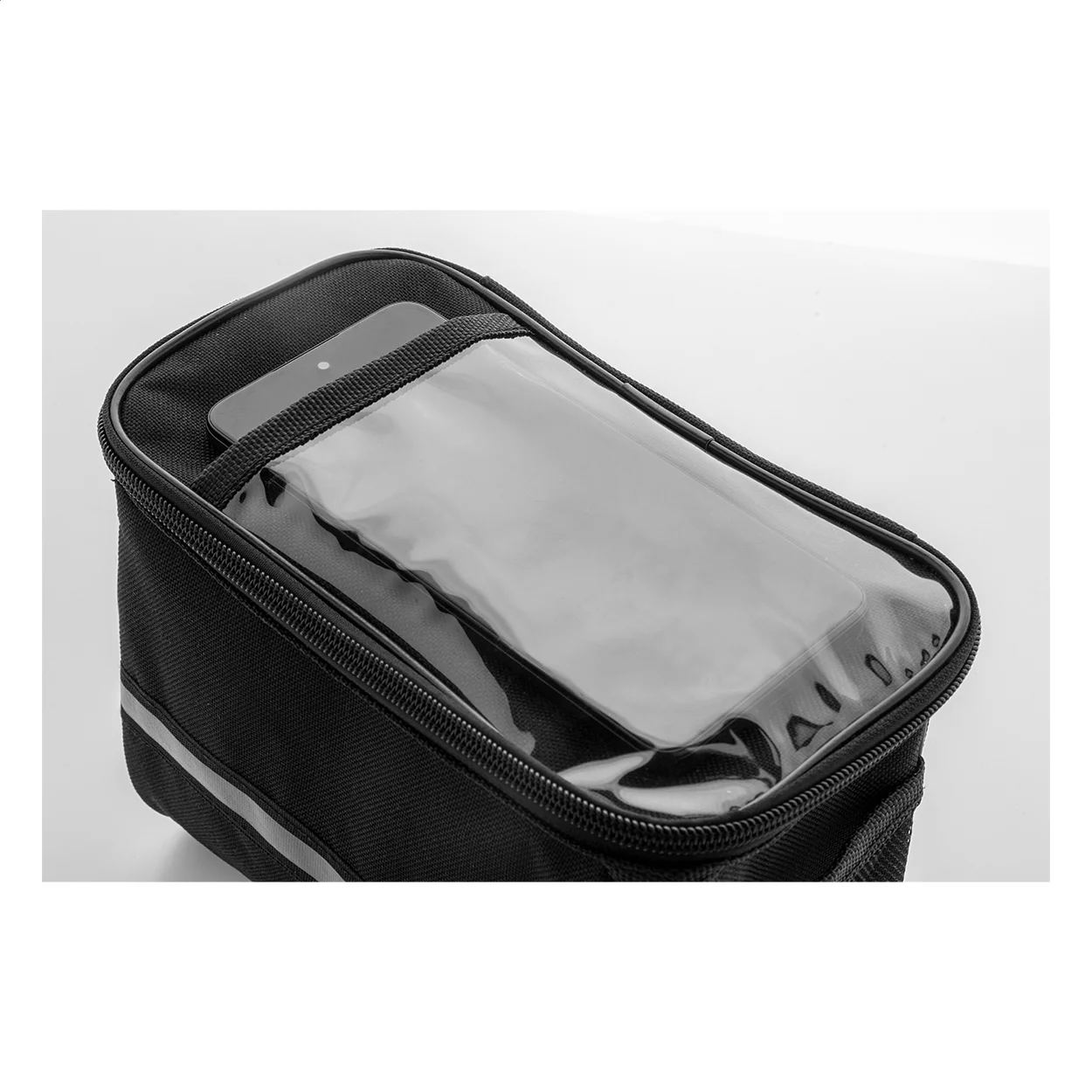 RPET-Fahrrad-Handyhaltertasche Velofon Plus, schwarz – Bild 6