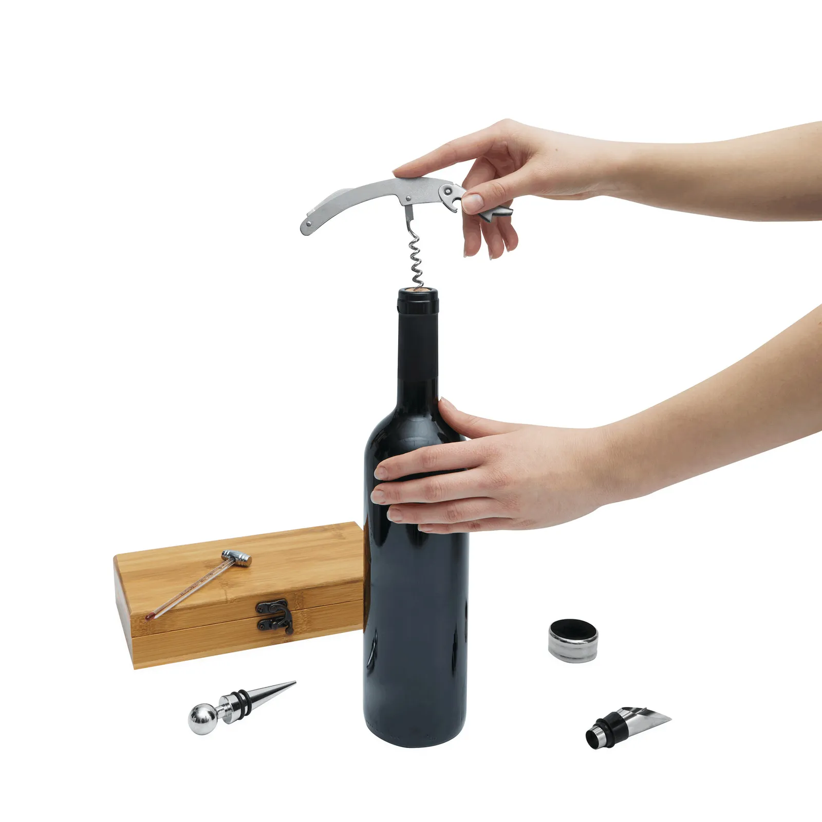BAMBOO PLEASURE - Weinset braun, silber, braun, silber – Bild 5