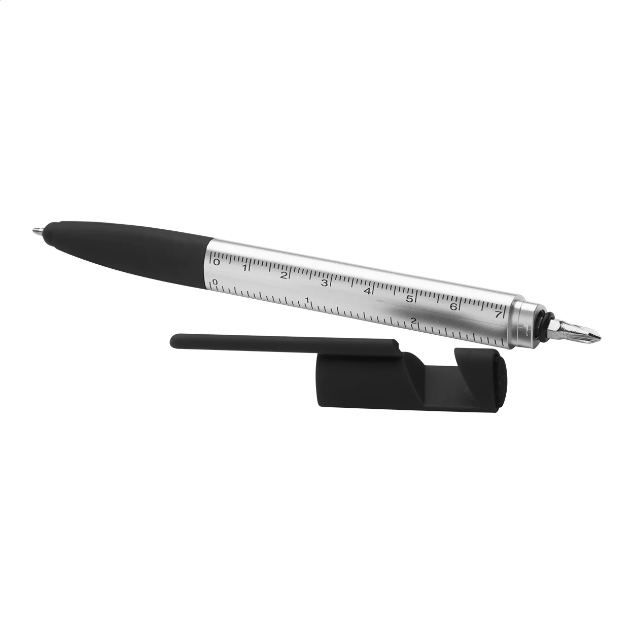 Touchpen Handy mit Kugelschreiber, schwarz, silber – Bild 2