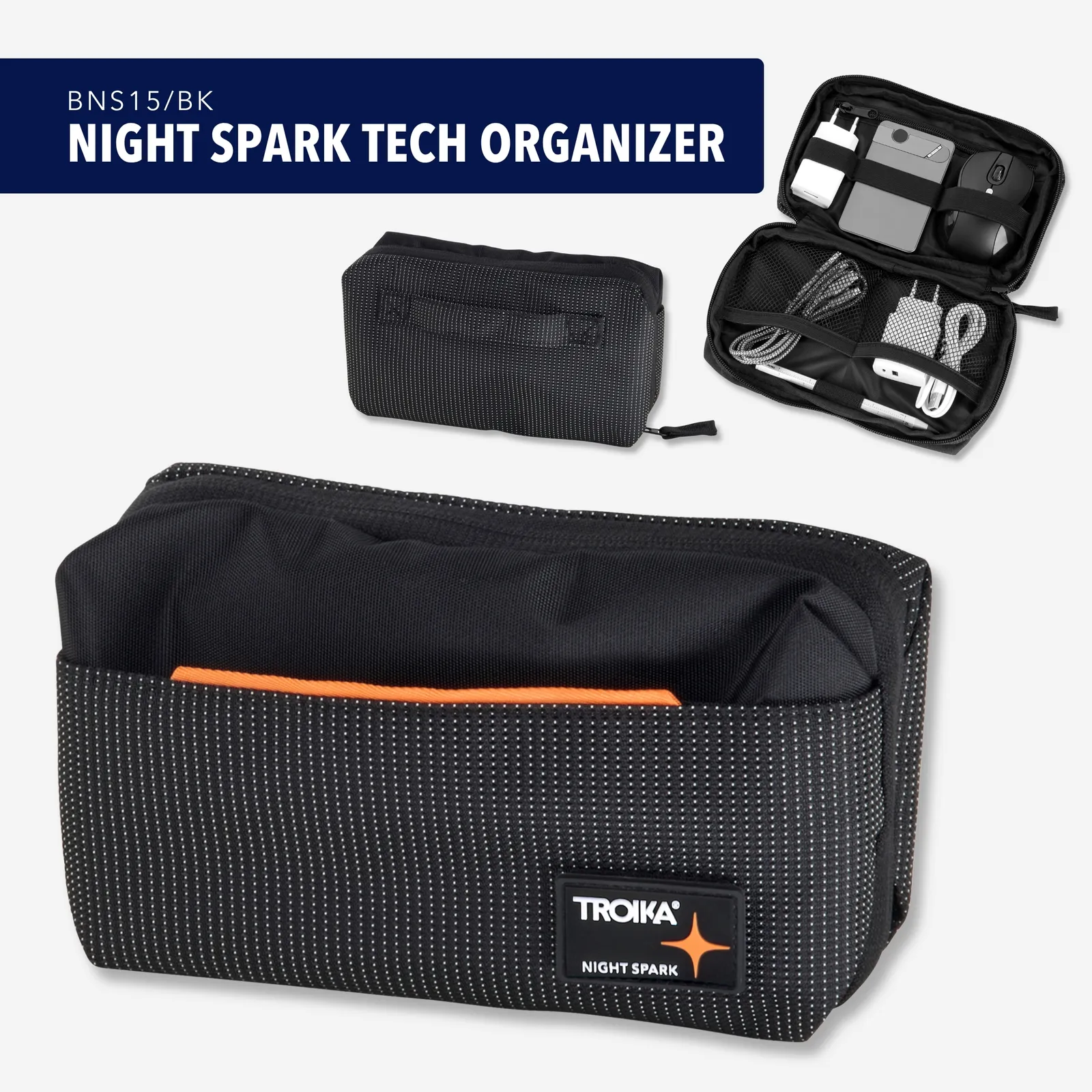 Kabeltasche NIGHT SPARK TECH ORGANIZER, orange/schwarz – Bild 7