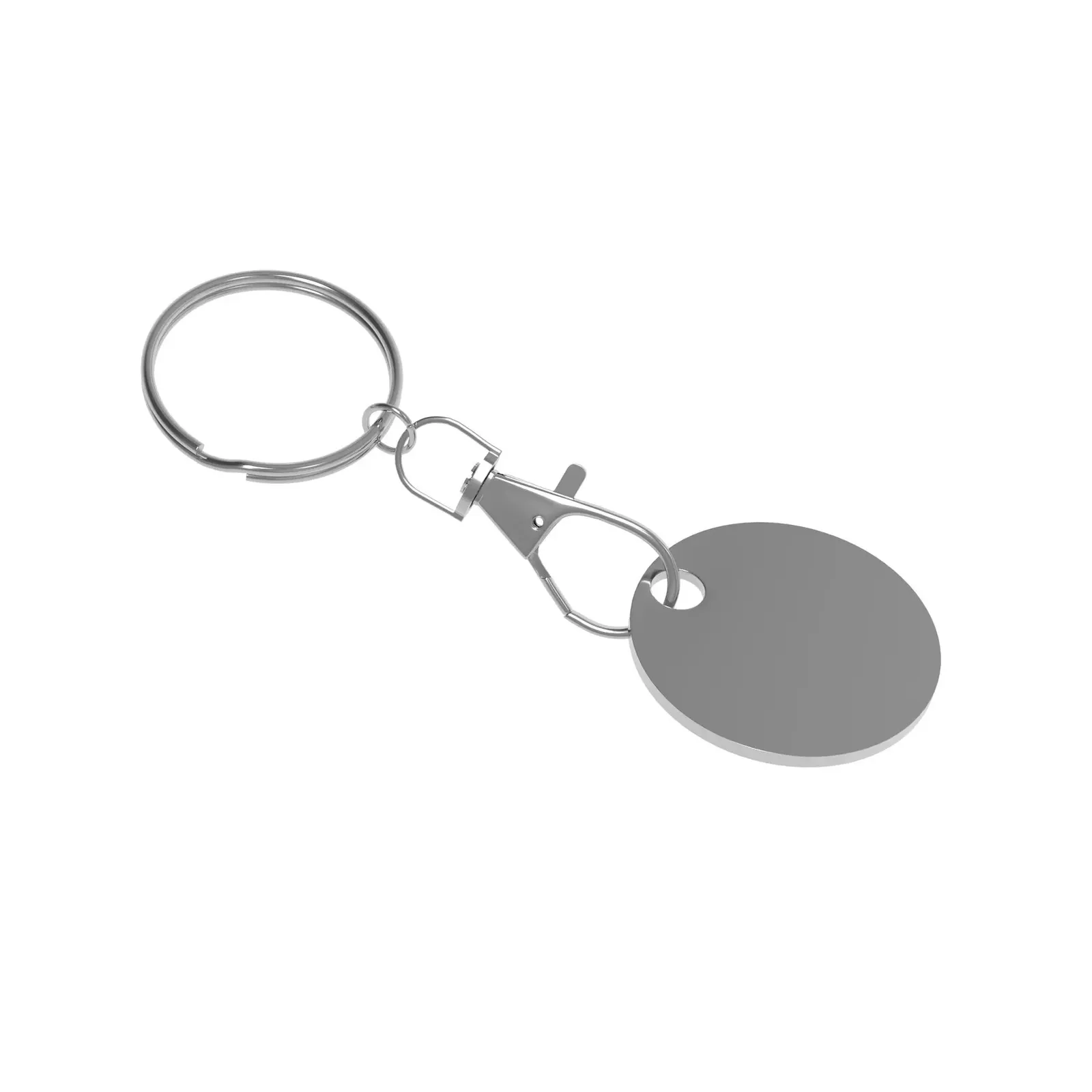 Schlüsselanhänger mit Einkaufswagenchip, 8 × 2,3 × 0,16 cm, Silber – Bild 2