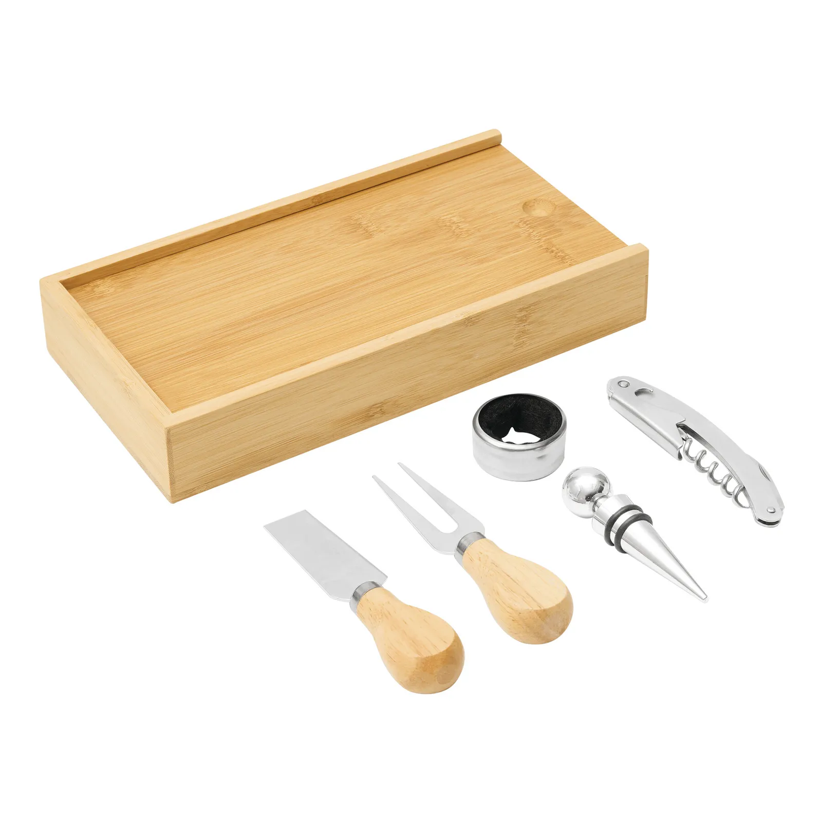 BAMBOO WINE - Wein- und Käseset braun, silber