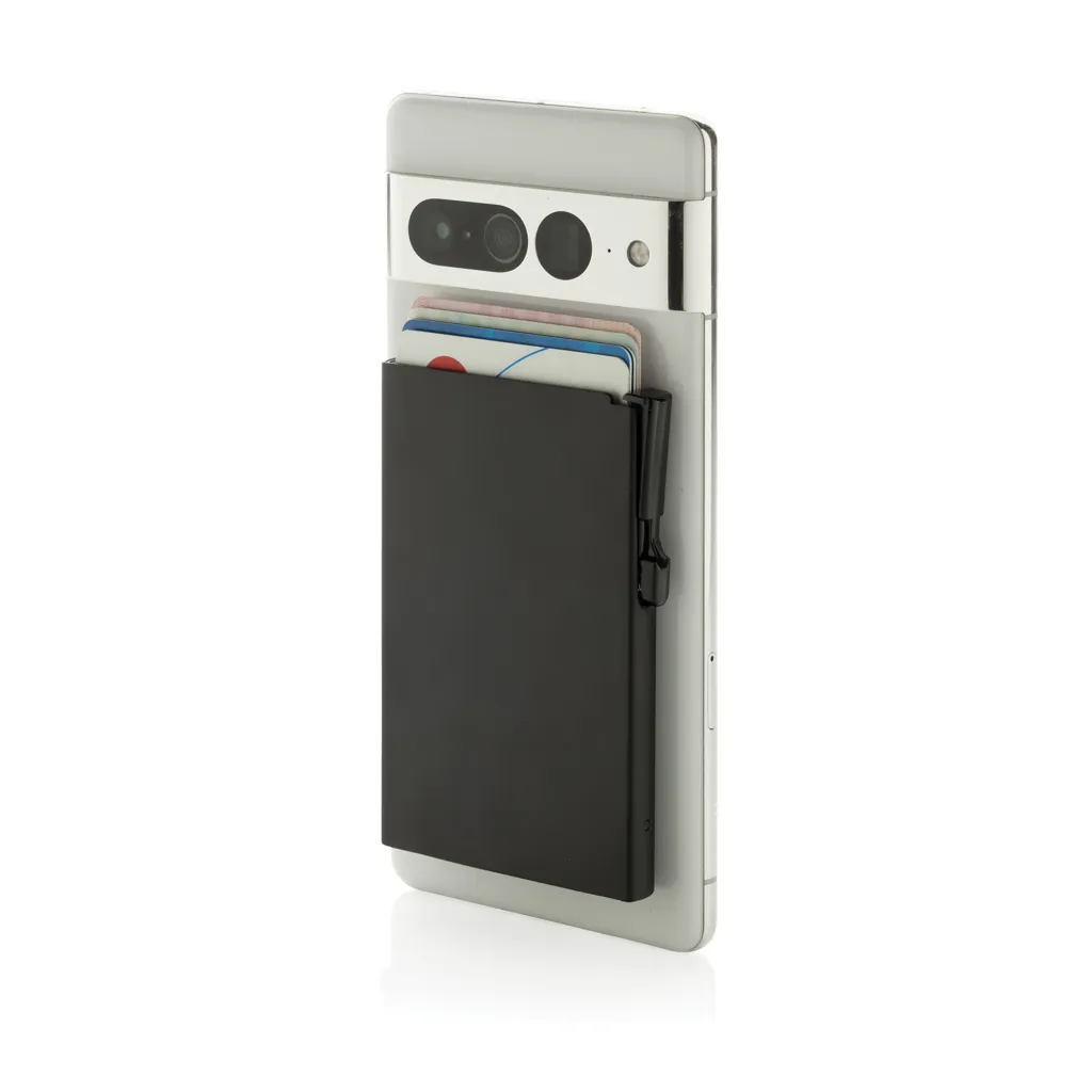 Magnetischer RFID-Kartenhalter aus Aluminium für Smartphones, schwarz – Bild 3
