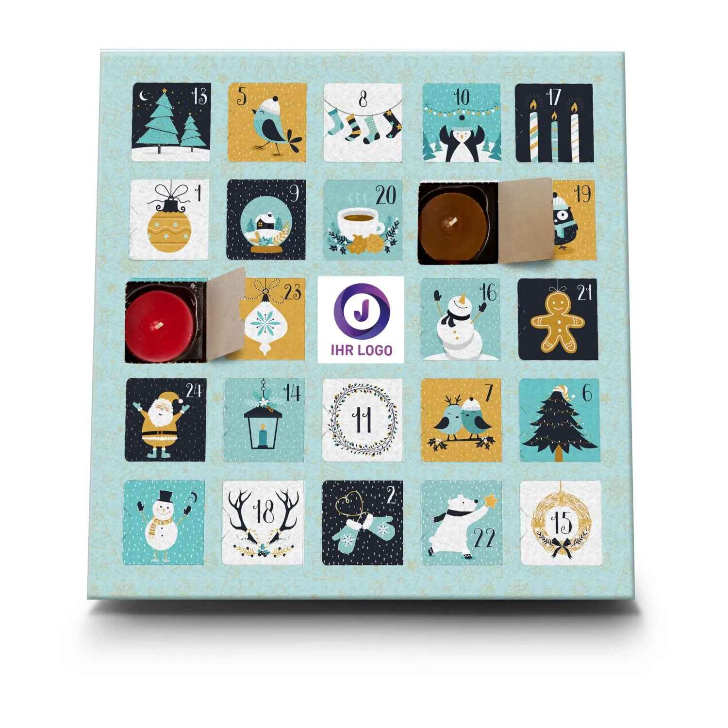 Geschenkartikel / Präsentartikel : Duftkerzen Adventskalender Charming Christmas, blau – Bild 4