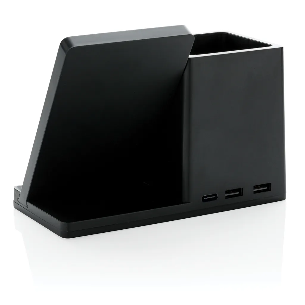 Ontario 10W Wireless Charger aus Bambus und RCS Kunststoff, schwarz – Bild 4