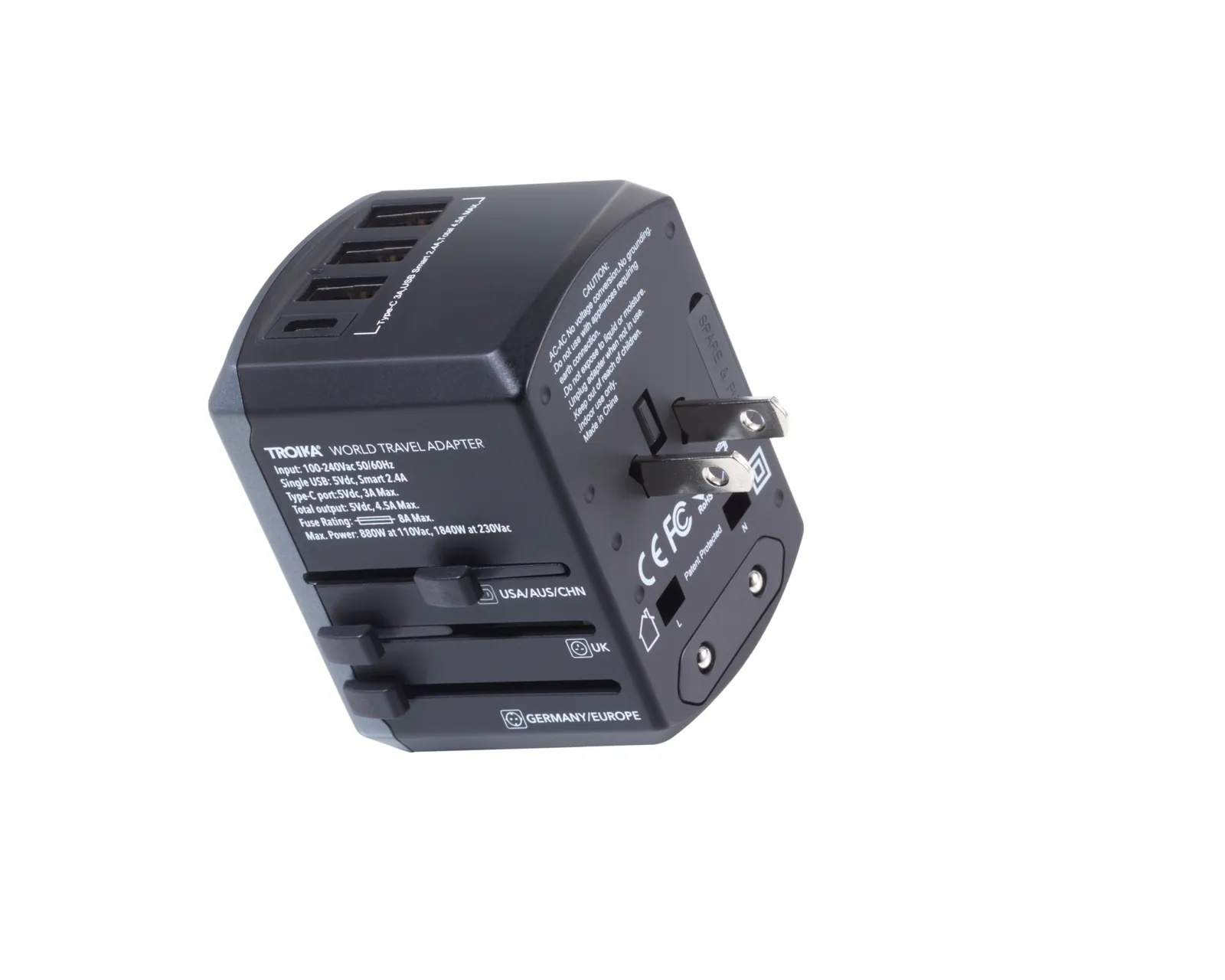 Reiseadapter-Set TROIKA WORLD TRAVEL ADAPTER, grau/schwarz – Bild 6