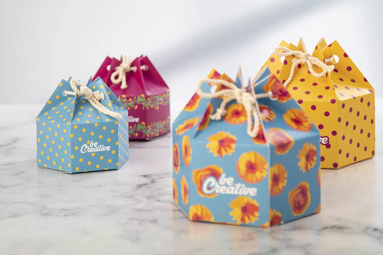Sechseckige Geschenkbox CreaBox HexaCord M, weiß – Bild 6