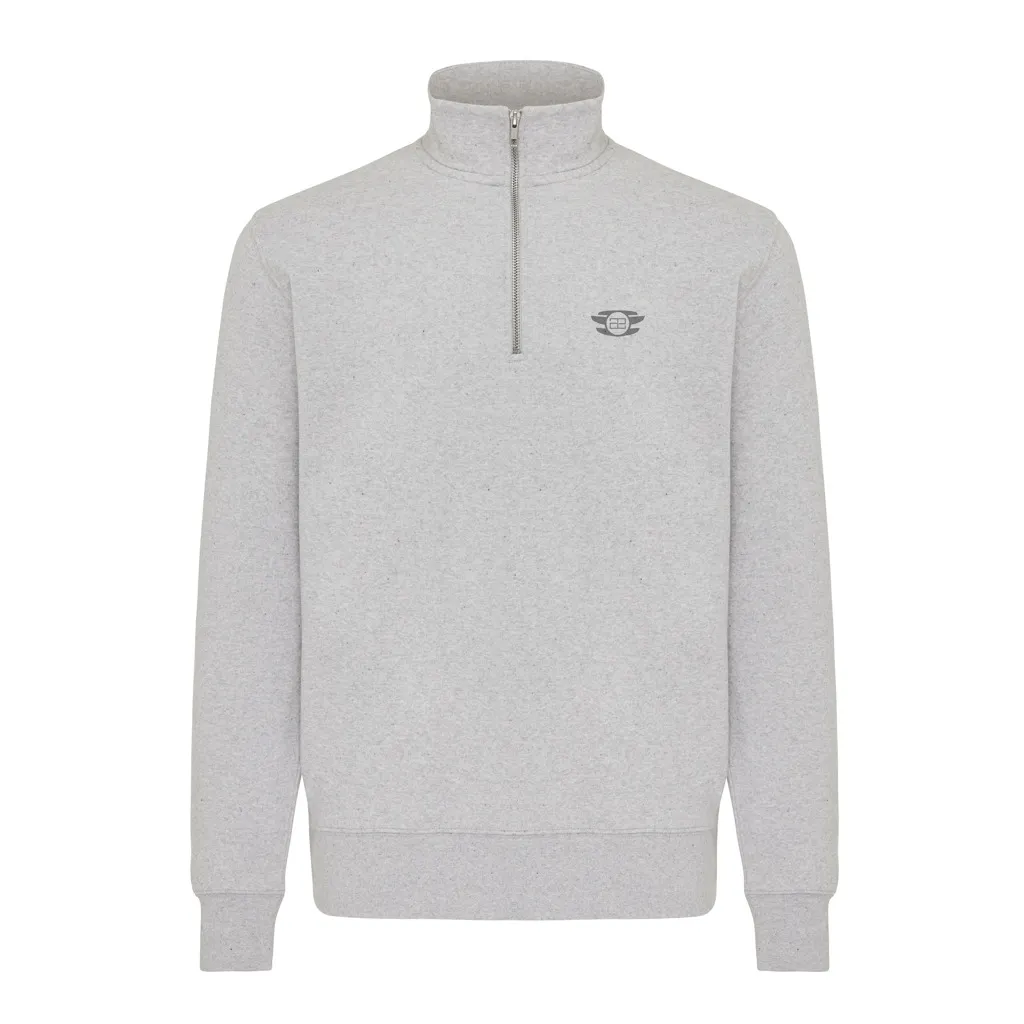 IQONIQ Elgon Quarter-Zip-Sweater aus rec. Baumwolle, light heather grey – Bild 3