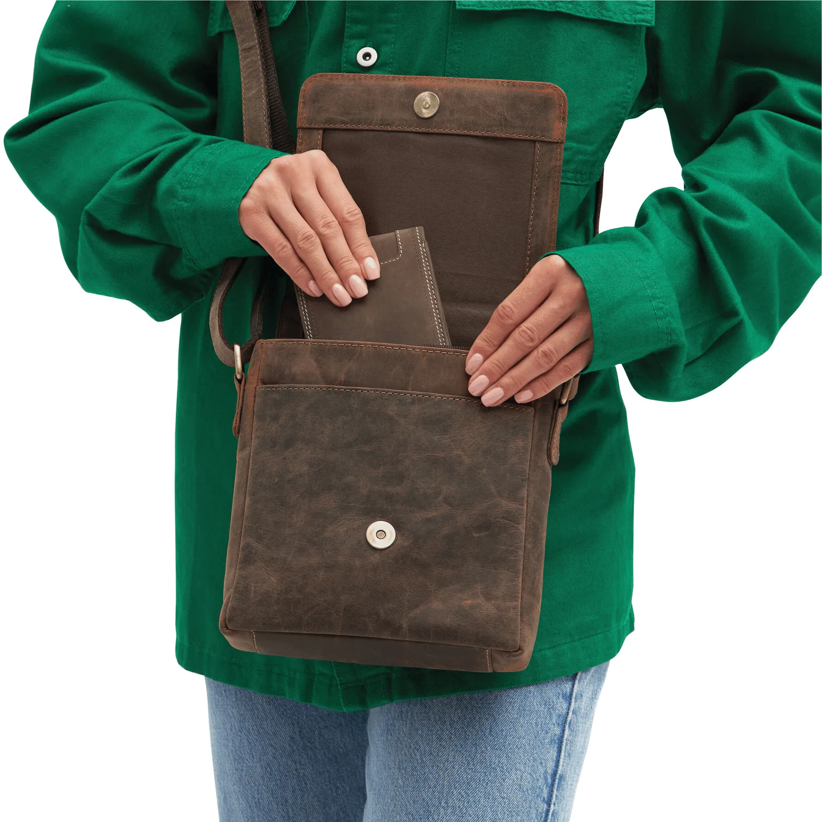 WILDERNESS - Echtleder-Tasche braun, braun – Bild 9
