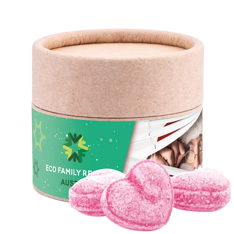 Papierdose Eco Mini, Glühweinherzen-Bonbons