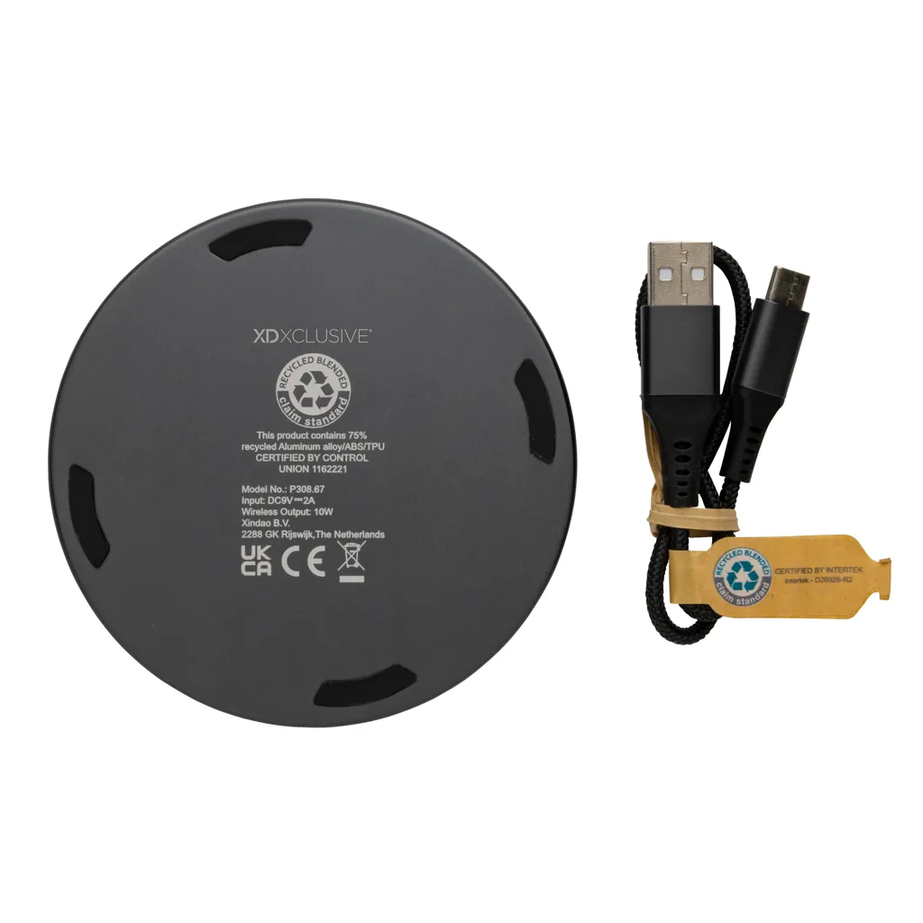 Terra 10W Wireless Charger aus RCS recyceltem Aluminium, grau – Bild 4