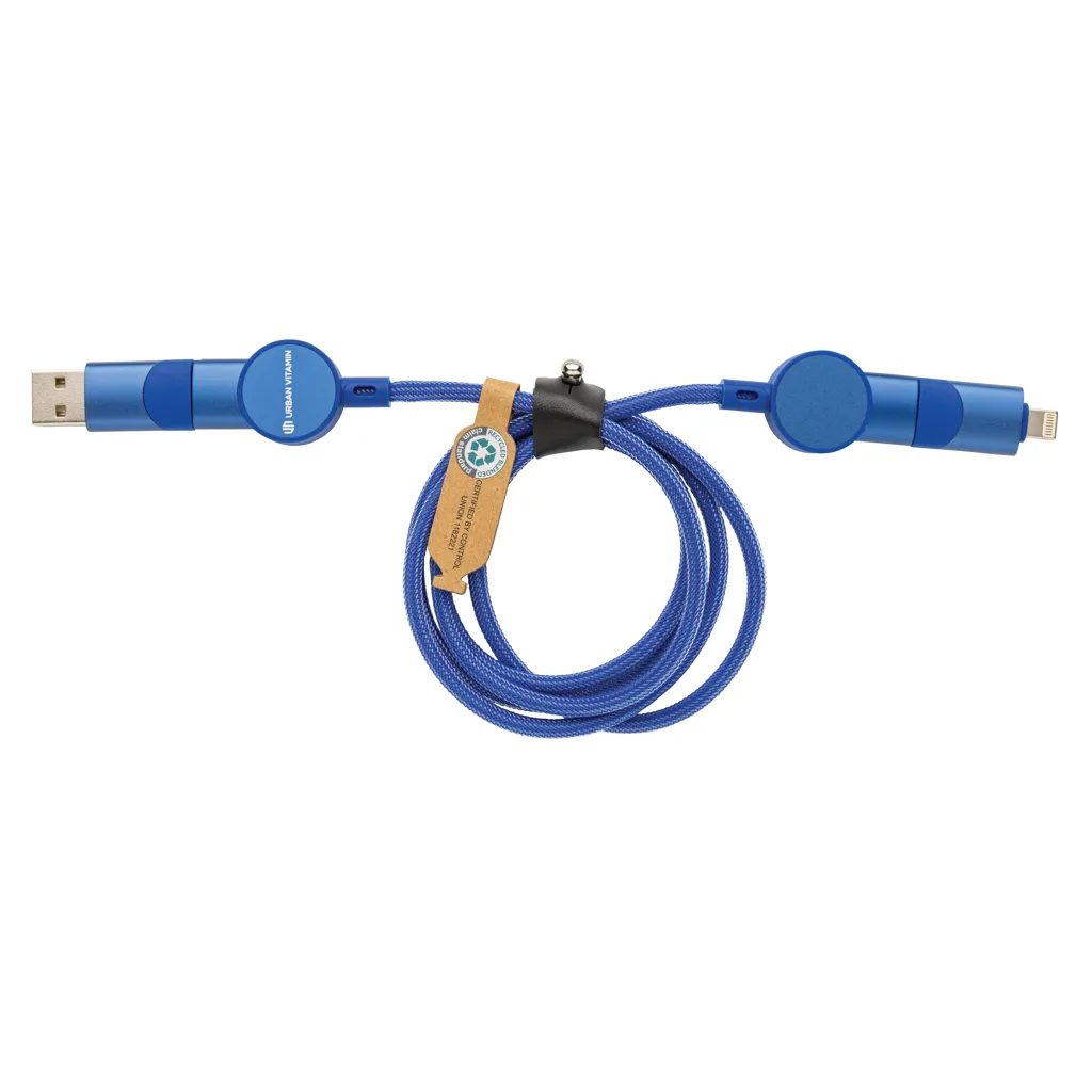 Oakland RCS rKunststoff 1,2m 6-in-1 Fast-Charging 45W Kabel, blau – Bild 3