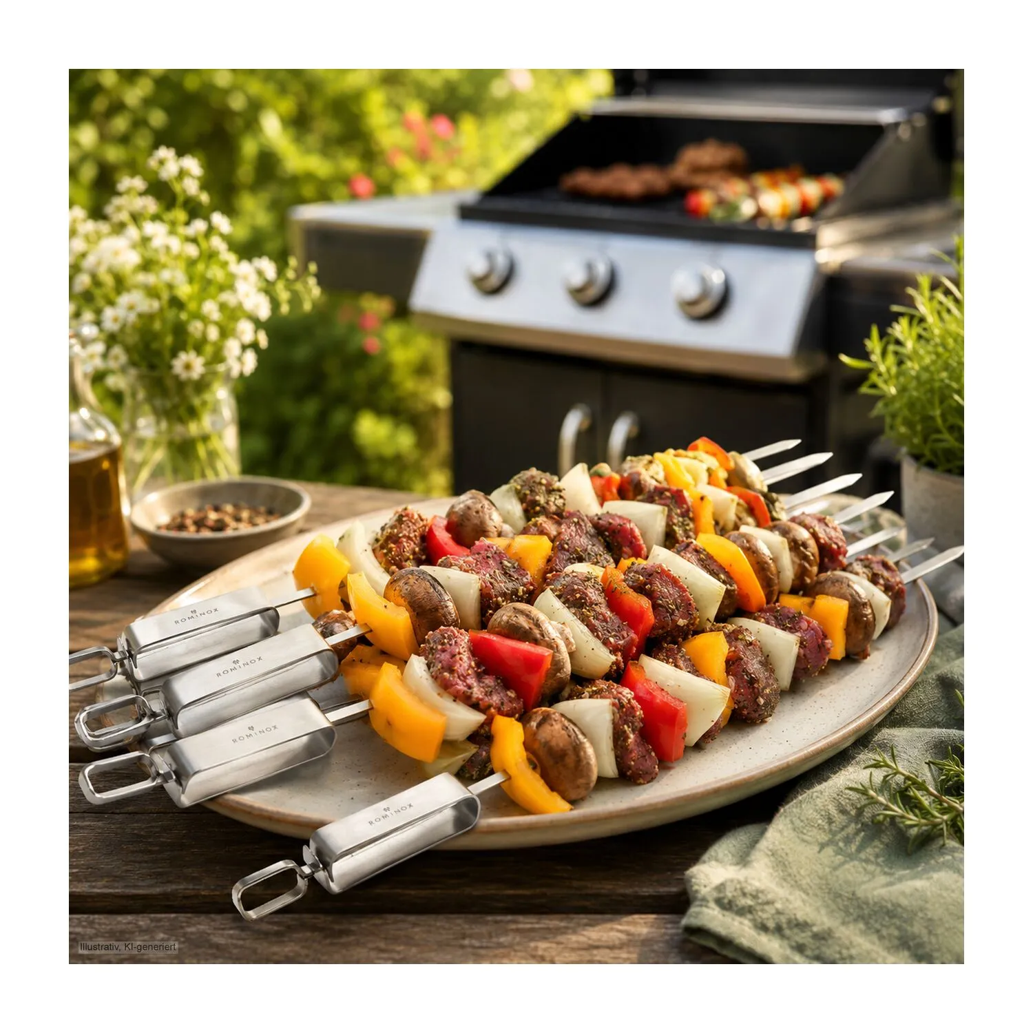 ROMINOX® 2er-Set Grillspieß // Furnum, silber – Bild 6