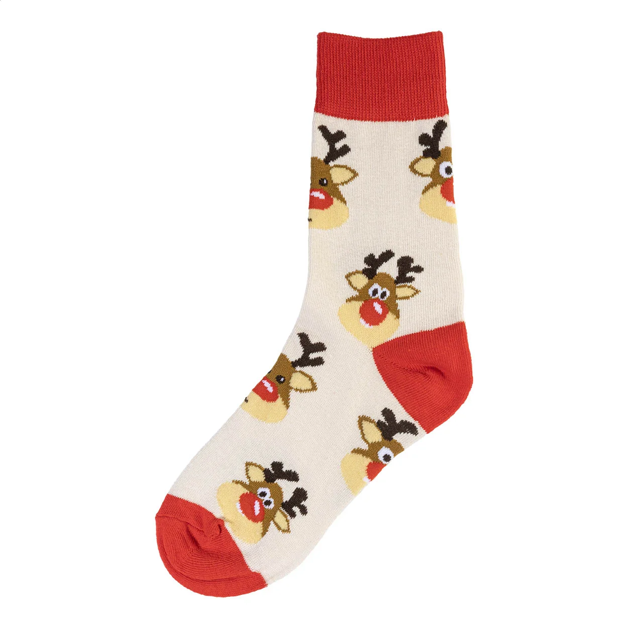 Weihnachtssocken Julsokka, Schneemann, natur, rot – Bild 3