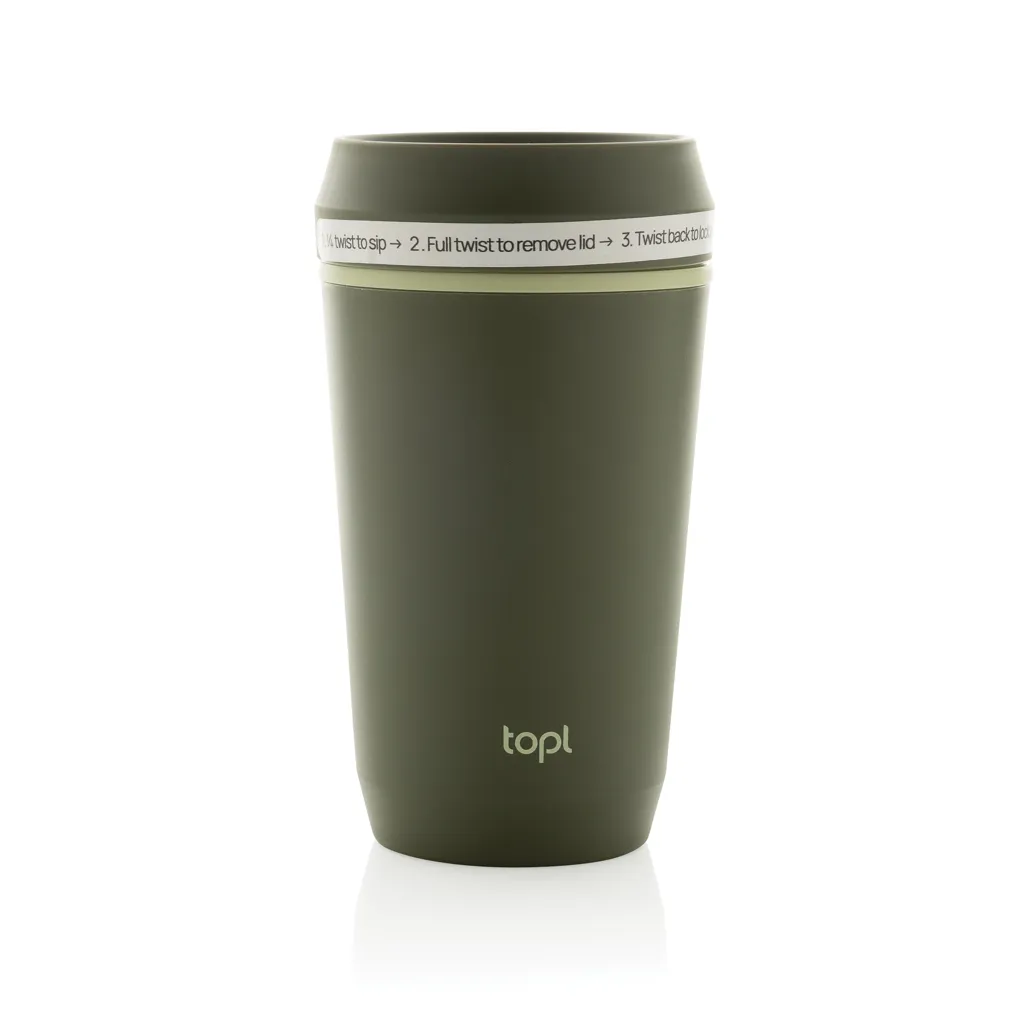 Topl-Becher aus rec. Kunststoff mit 360-Grad-Deckel 354ml, grün – Bild 3