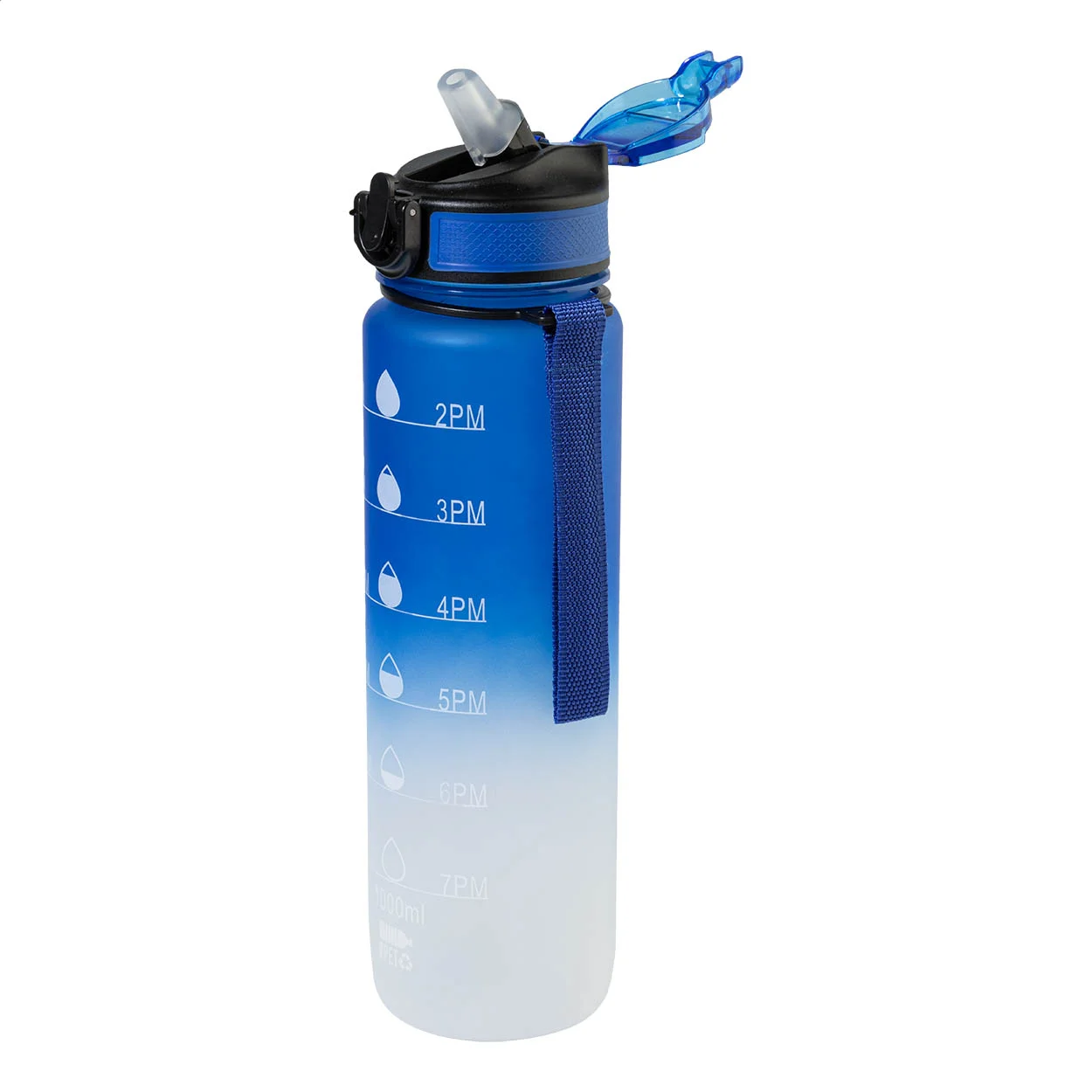 RPET Flasche mit Motivationsanzeige Sipgrade, blau – Bild 3