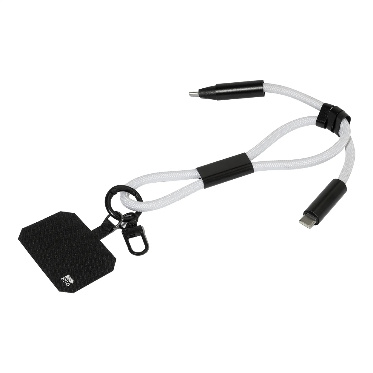 60W Handgelenkband mit Lade- und Datenkabel aus RPET CuffCharge, weiß – Bild 2
