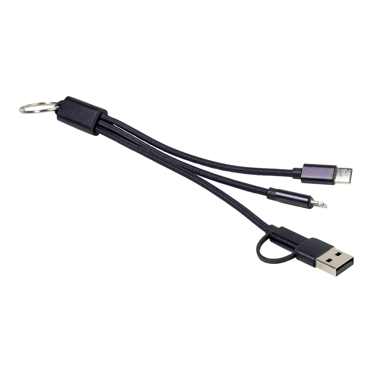USB-Ladekabel Rafob mit Schlüsselanhänger, dunkelblau – Bild 4