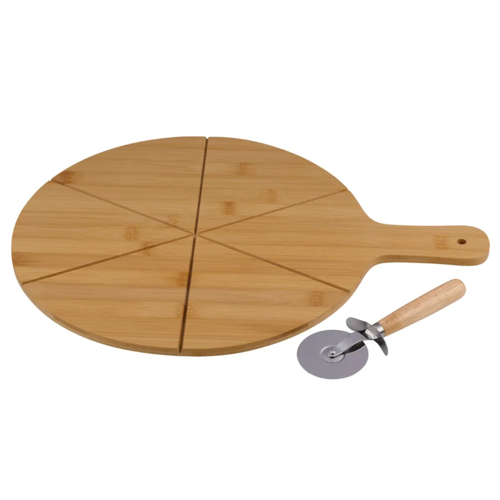 ALPINA Pizzabrett Ø34cm mit Messer, Braun – Bild 2