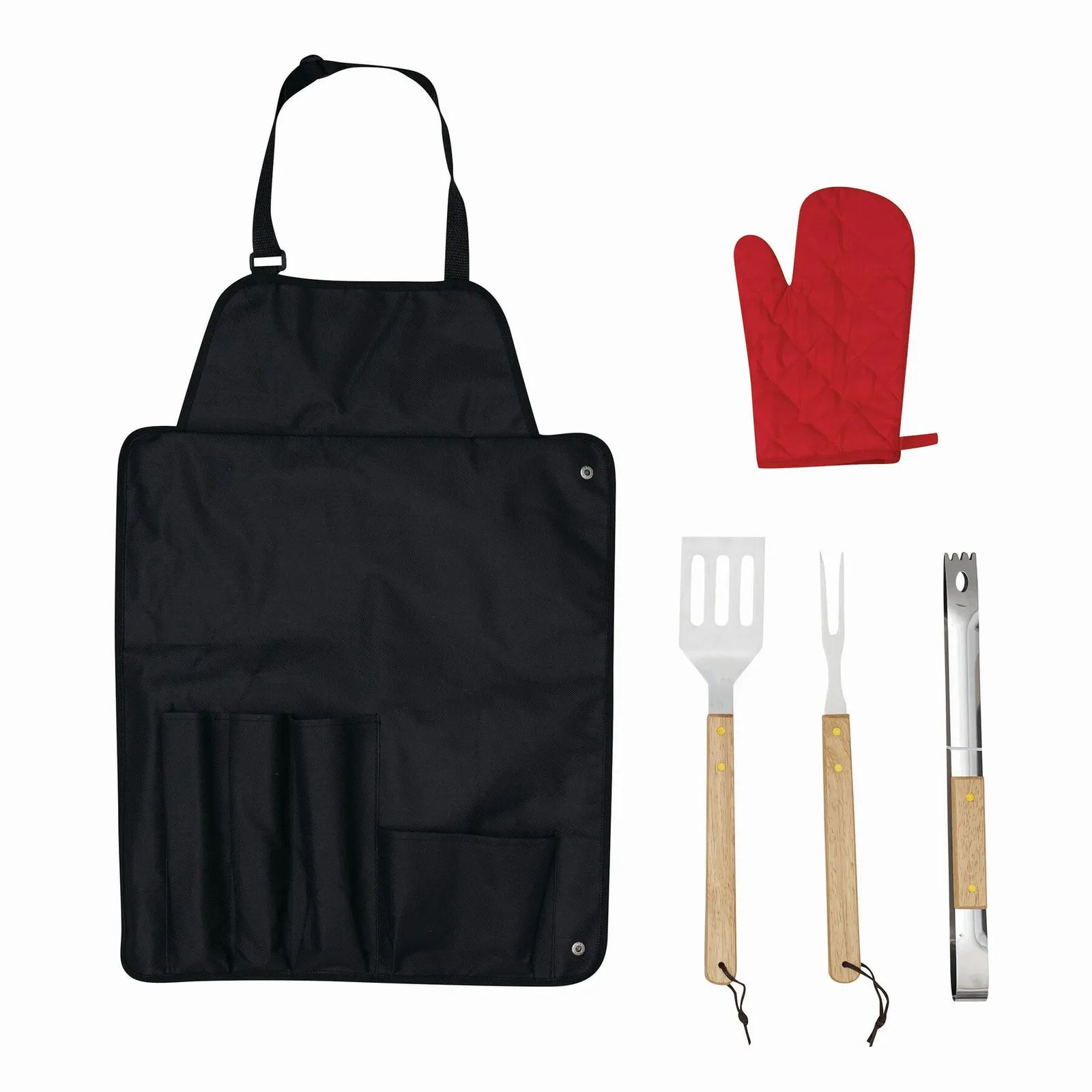 GREAT BBQ - Grill-Schürze mit Grillbesteck rot, schwarz, silber, rot, schwarz – Bild 3