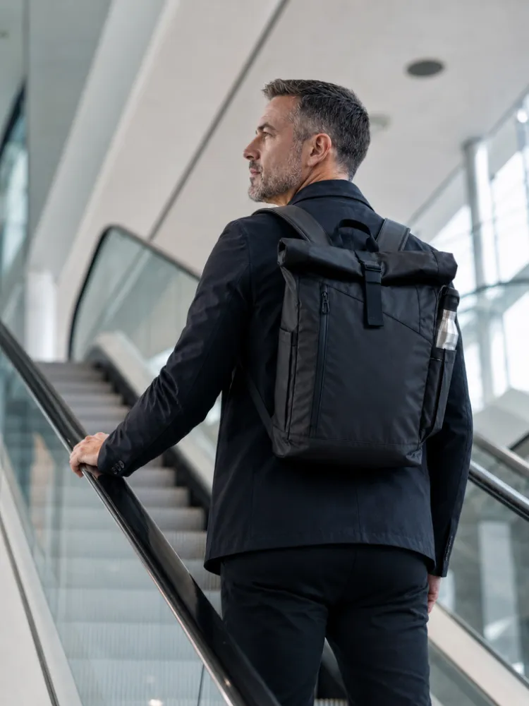 Roll Top Rucksack TROIKA BLACK ROLL TOP COMPACT, schwarz – Bild 7