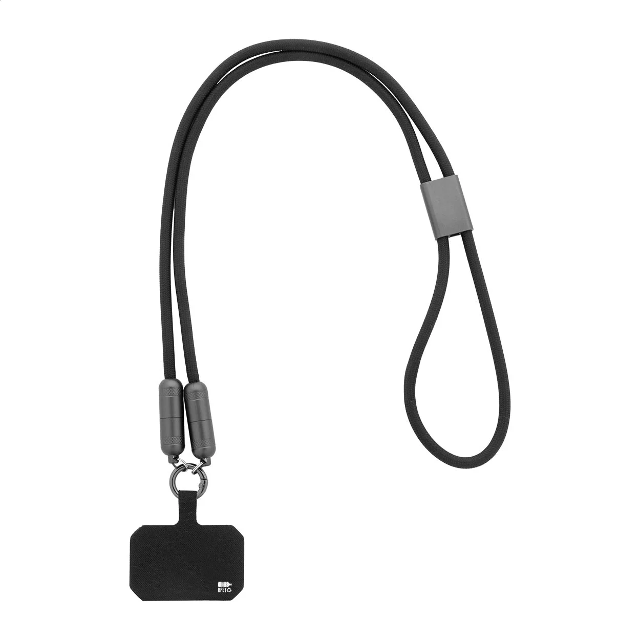 60W Handy-Lanyard-Kabel RPET Fastly, schwarz – Bild 3