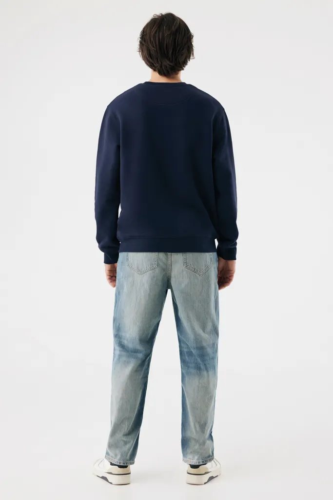IQONIQ Torla Rundhals-Pullover aus recycelter Baumwolle, navy blau – Bild 7